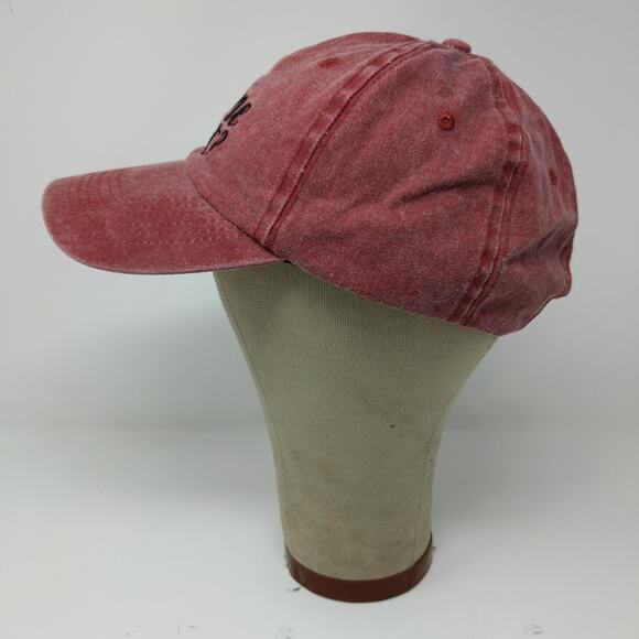 Wine Note? Women's Slideback Hat Red Embroidered Text One Size Cotton - Picture 5 of 11